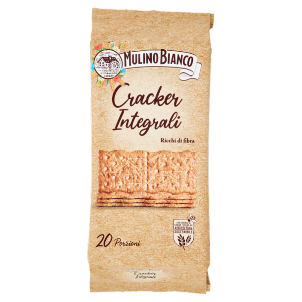 Mulino Bianco Cracker Integrali con Farina Sostenibile Ricchi di Fibre 500g