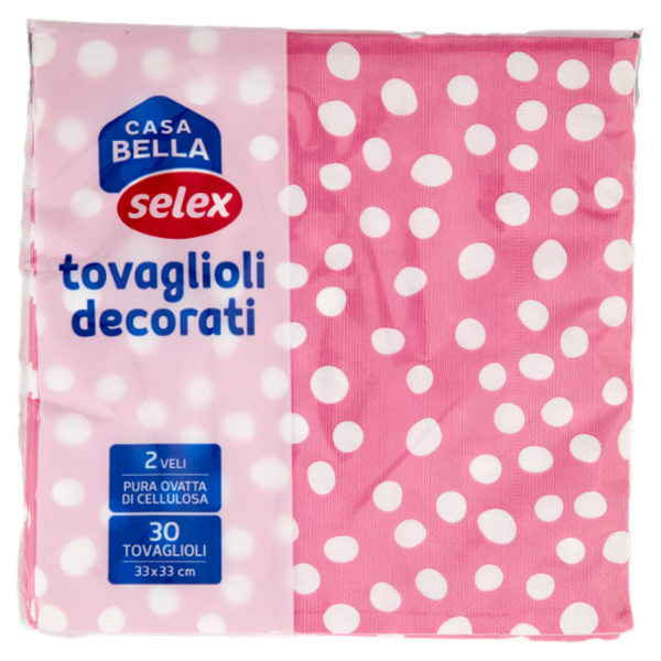 Selex Casa Bella Tovaglioli 2 Veli 33X33 cm Decoro Pois Fucsia 30 pezzi