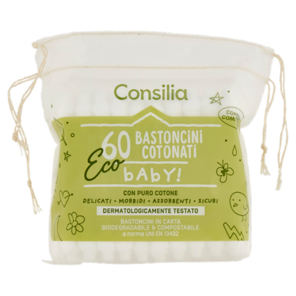 Consilia Bastoncini Cotonati Doppia Sicurezza Ideali per Bambini 60 pezzi