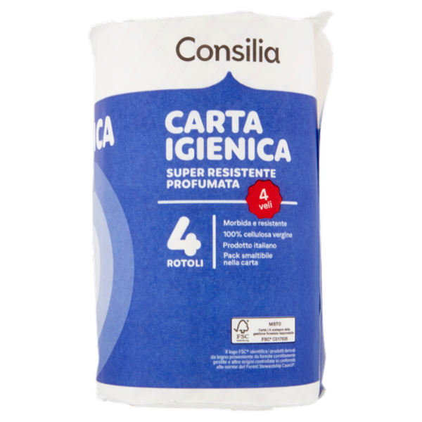 Consilia Saper Scegliere Carta Igienica 4 Veli Super Resistente Profumata 4 Rotoli