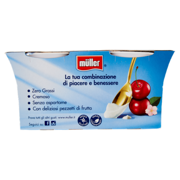 müller Yogurt Zero% Grassi Ciliegia in Pezzi 2 x 125 g