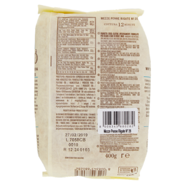 Rummo Senza Glutine Mezze Penne Rigate N° 28 400 g