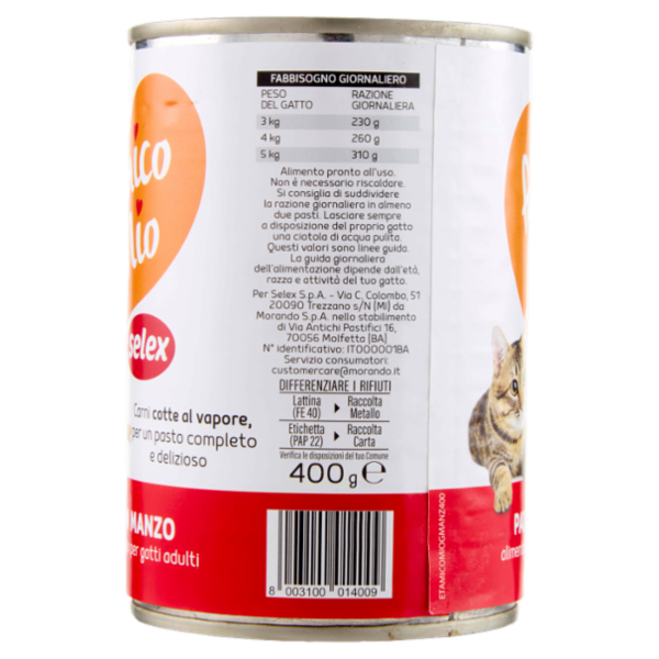 Selex Amico Mio Paté per Gatto con Manzo 400 g