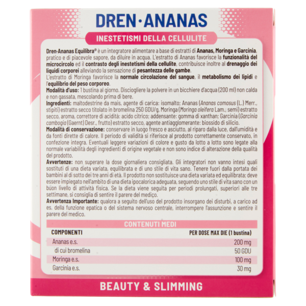 equilibra Dren-Ananas Inestetismi della Cellulite 14 Bustine Monodose 56 g