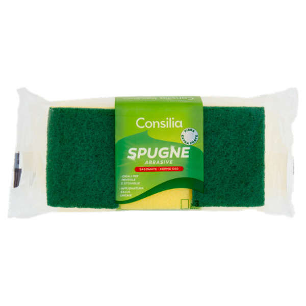 Consilia Spugne Abrasive Sagomate Doppio Uso 3 pezzi