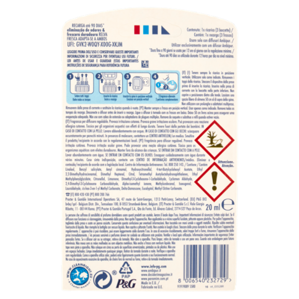 Ambi Pur Profumatore per Ambienti 3Volution, Deodorante, Prato Fresco, Ricarica 20ml