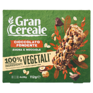 Gran Cereale Barrette Cioccolato Fondente, Avena e Nocciola 4 Pezzi 112g