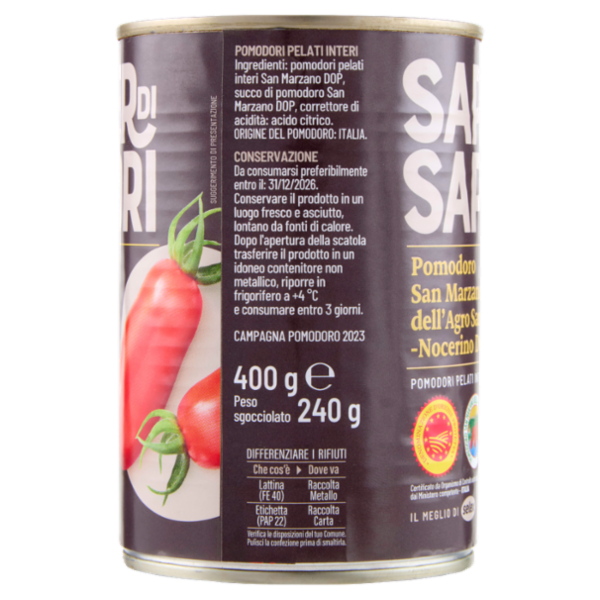 Selex Saper di Sapori Pomodori Pelati D.O.P. 400 g