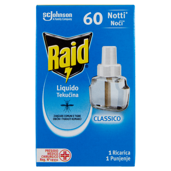 Raid Liquido Elettrico Ricarica, 60 Notti, Classica 36 ml