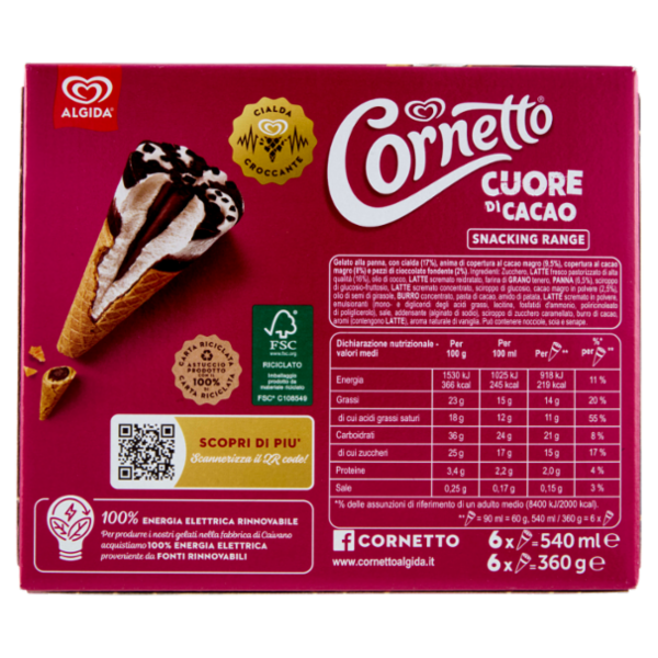 Cornetto Cuore di Cacao 6 x 60 g