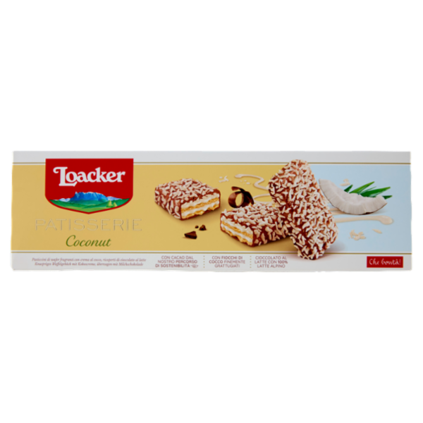 Loacker Patisserie Coconut Wafer con crema al Cocco ricoperti di Cioccolato Latte Wafers 100g