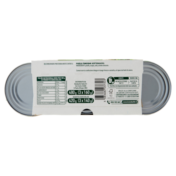 Bonduelle Piselli Finissimi 3 x 160 g
