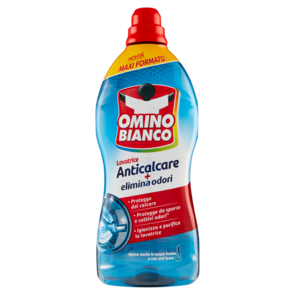 Omino Bianco Anticalcare Lavatrice con tecnologia Elimina Odori, Rimuove il Calcare Igienizza 1500ml