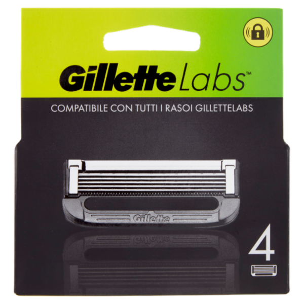Gillette Lamette di Ricambio per Rasoio da Uomo Labs, 4 Ricariche