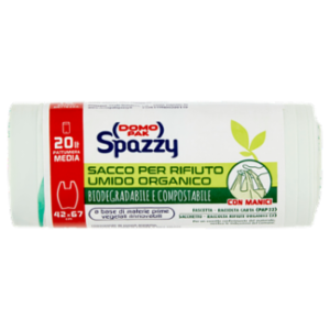Domopak Spazzy Sacco Per Rifiuto Umido Organico Con Manici 20lt Pattumiera Media 42x67cm 15 Pz