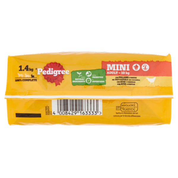 Pedigree Cibo Secco Cane Adulto Piccolo Pollame Verdure 1.4Kg