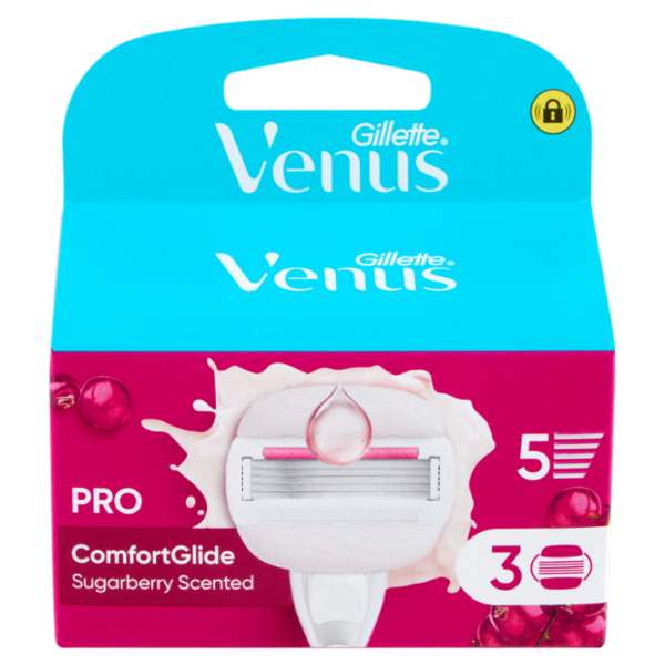 Gillette Venus Pro ComfortGlide Sugarberry Scented Lamette di ricambio per Rasoi Donna 3 Ricariche