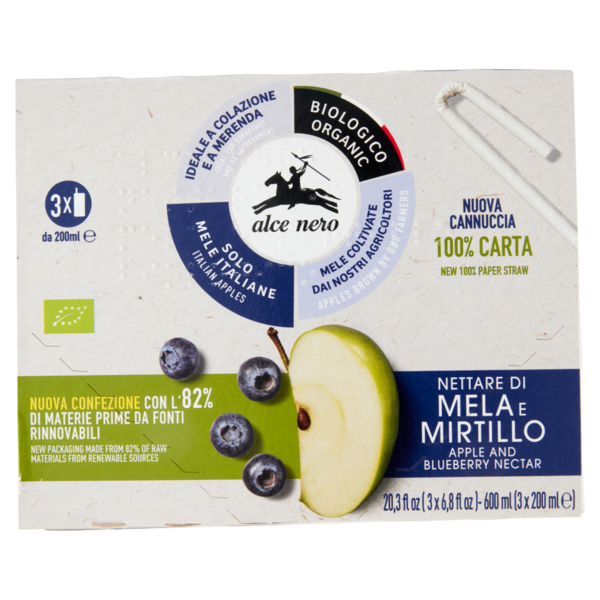 alce nero Nettare di Mela e Mirtillo 3 x 200 ml