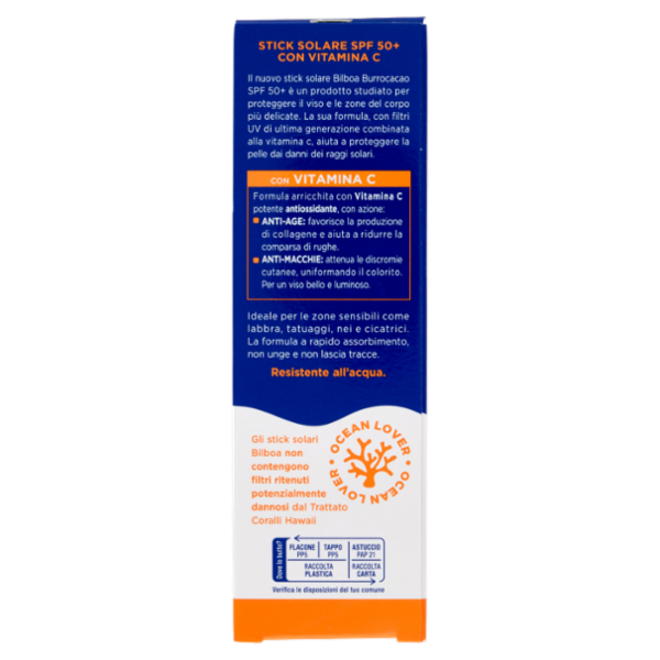 Bilboa Burrocacao Stick Solare 50+ Molto Alta con Vitamina C 12 ml