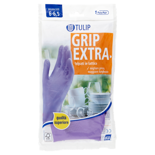 Tulip Grip Extra Guanti felpati in lattice Misura 6-6,5 1 Paio