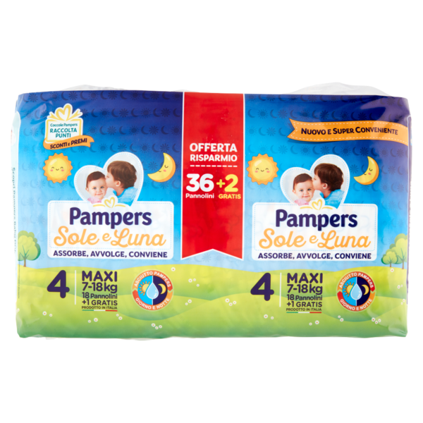 Pampers Sole e Luna 4 Maxi 36 + 2 pz