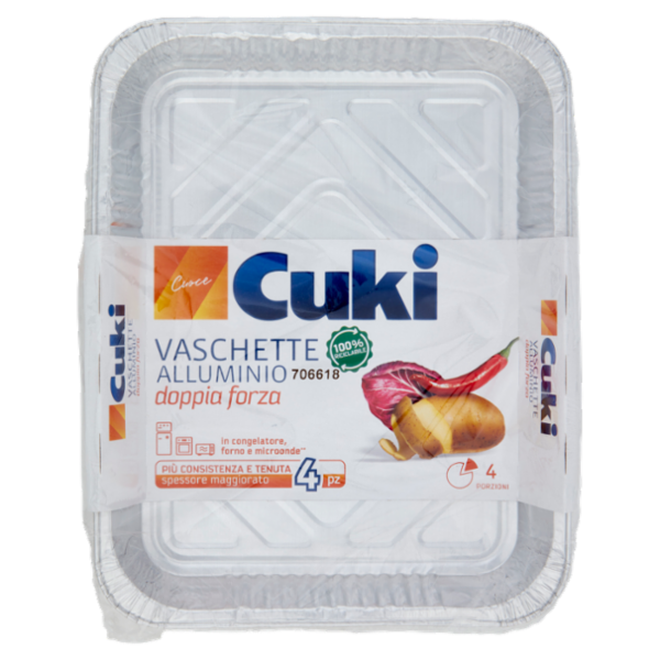 Cuki Cuoce Vaschette Alluminio doppia forza 4 Porzioni 4 pz
