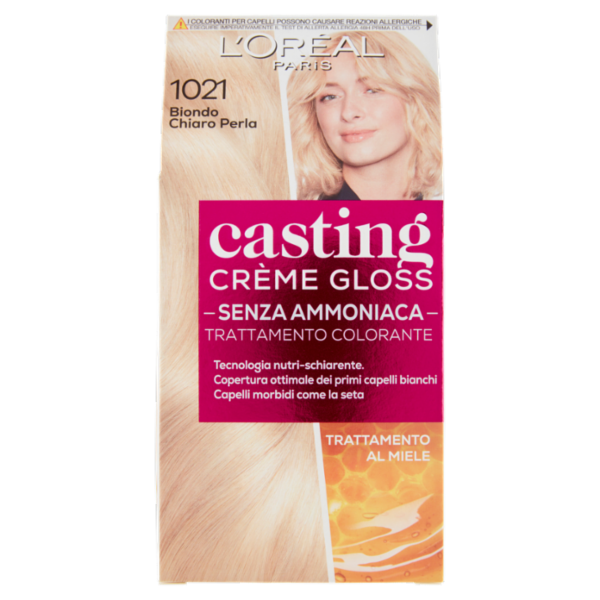 L'Oréal Paris Tinta Capelli Casting Creme Gloss, Senza Ammoniaca, 1021 Biondo Chiaro Perla