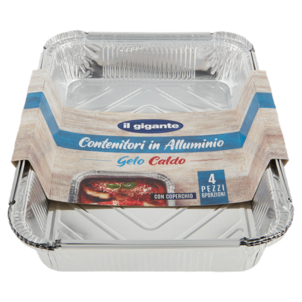 IL GIGANTE Contenitori in Alluminio Gelo Caldo 6 Porzioni 4 pz