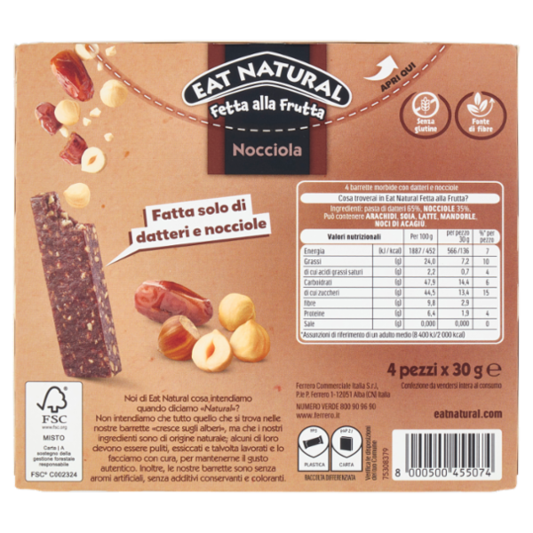 Eat Natural Fetta alla Frutta Nocciola 4 x 30 g