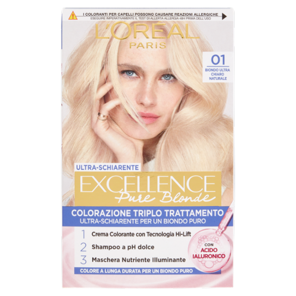 L'Oréal Paris Excellence Pure Blonde Colorazione Triplo Trattamento 01 Biondo Ultra Chiaro Naturale
