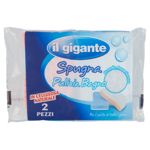 IL GIGANTE Spugna Pulizia Bagno in Cellulosa Naturale 2 pz