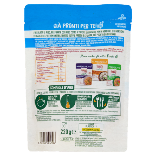 Nuova Terra Già Pronti per Te! Insalata di Riso con Verdure 220 g