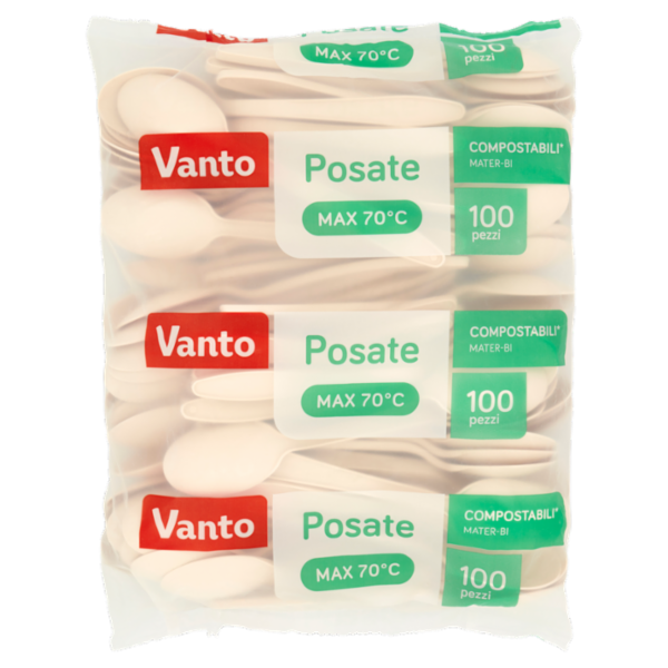 Vanto Cucchiai in Mater Bi Biodegradabili e Compostabili Bianchi 100 pezzi