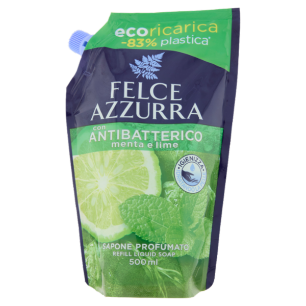 Felce Azzurra con Antibatterico menta e lime Sapone Profumato Refill 500 ml