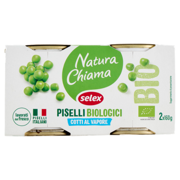 Selex Natura Chiama Piselli Cotti al Vapore Biologici 2x160 g