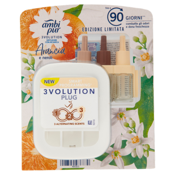 Ambi Pur Profumatore per Ambienti Diffusore Elettrico e Ricarica 3Volution, Arancia e Neroli 20 ml