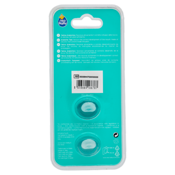 neo Baby Light Succhietto Anatomico in Silicone 0m+ Dino Verde 2 pz