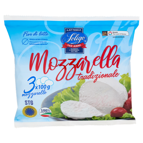 Latteria Soligo Fior di latte Mozzarella tradizionale STG 3 x 100 g