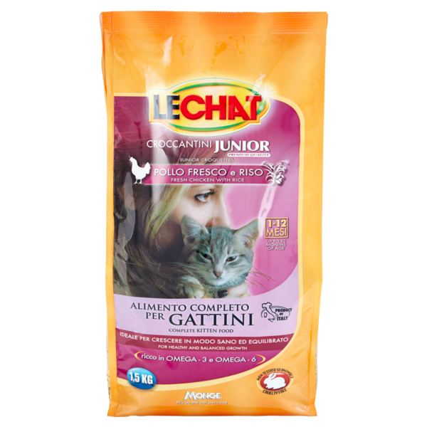 LeChat Croccantini Junior Pollo Fresco e Riso 1-12 mesi 1,5 kg