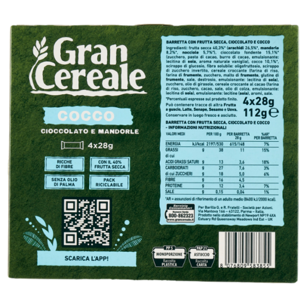 Grancereale Barrette frutta secca cocco 112g
