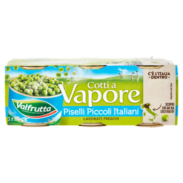 Valfrutta Cotti a Vapore Piselli Piccoli Italiani 3 x 150 g
