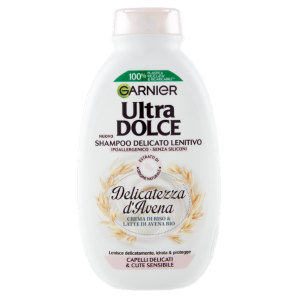 Garnier Ultra Dolce Shampoo Delicatezza D'Avena per capelli delicati- con crema di riso, 250 ml