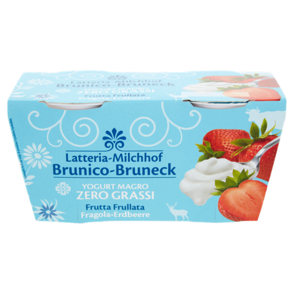 Latteria Brunico Yogurt Magro Zero Grassi Frutta Frullata Fragola 2 x 125 g
