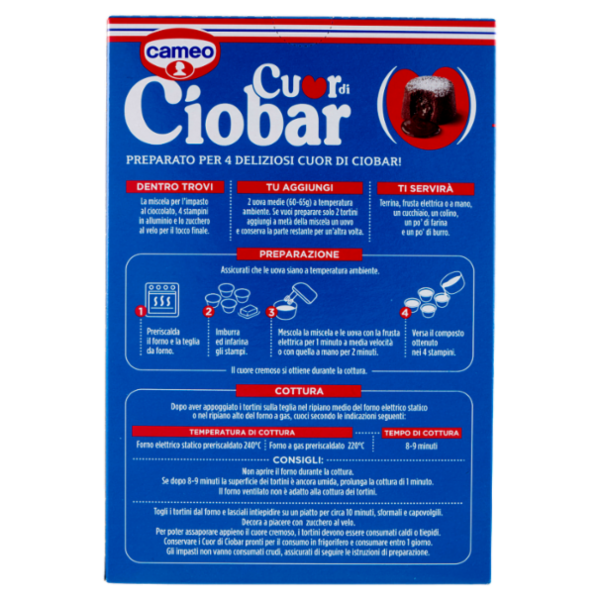 cameo Cuor di Ciobar Kit Completo per 4 Tortini 233 g