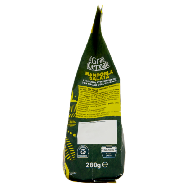 Gran Cereale Biscotti con Mandorla Salata e Cioccolato Fondente con Fave dell'Ecuador 280g