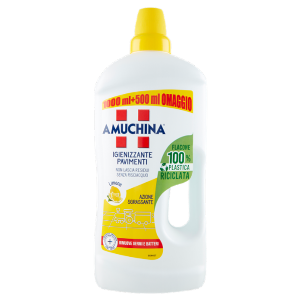 Amuchina Igienizzante Pavimenti Limone Azione Sgrassante 1000 + 500 ml