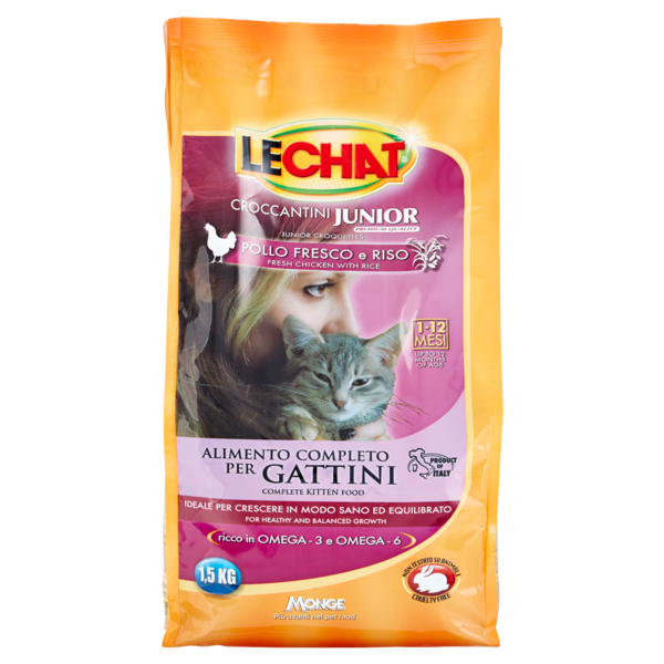 LeChat Croccantini Junior Pollo Fresco e Riso 1-12 mesi 1,5 kg