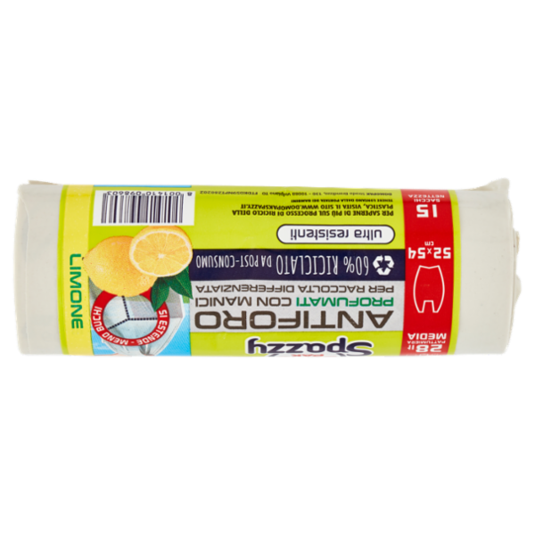 Domopak Spazzy Antiforo Profumati con Manici 28 lt Pattumiera Media 52x54 cm Limone 15 pz