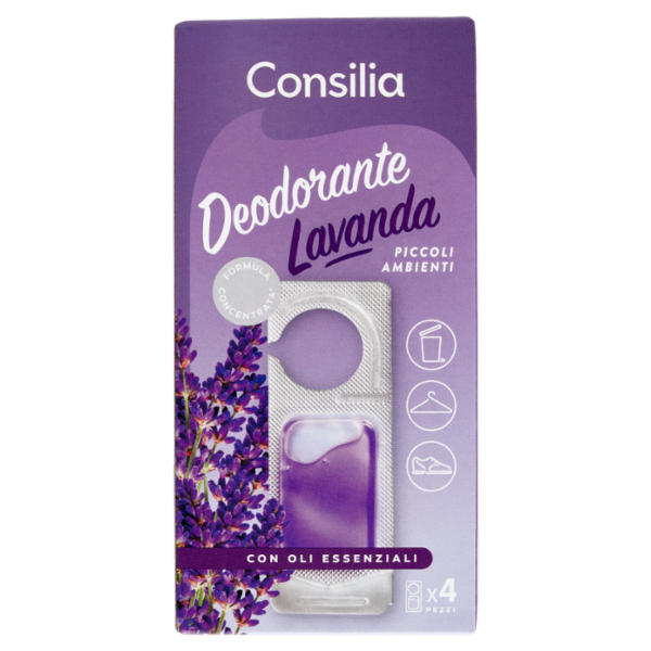 Consilia Deodorante per Piccoli Ambienti Gel Lavanda 4 pezzi