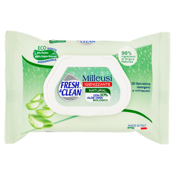Fresh & Clean Milleusi Natural Igienizzante Salviettine 20 pz
